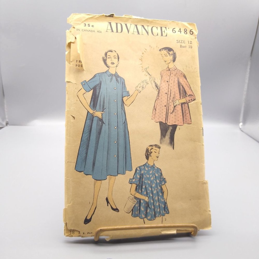 UNCUT Vintage Sewing PATTERN, Advance 6486, Youthfully Designed 1953 Maternity